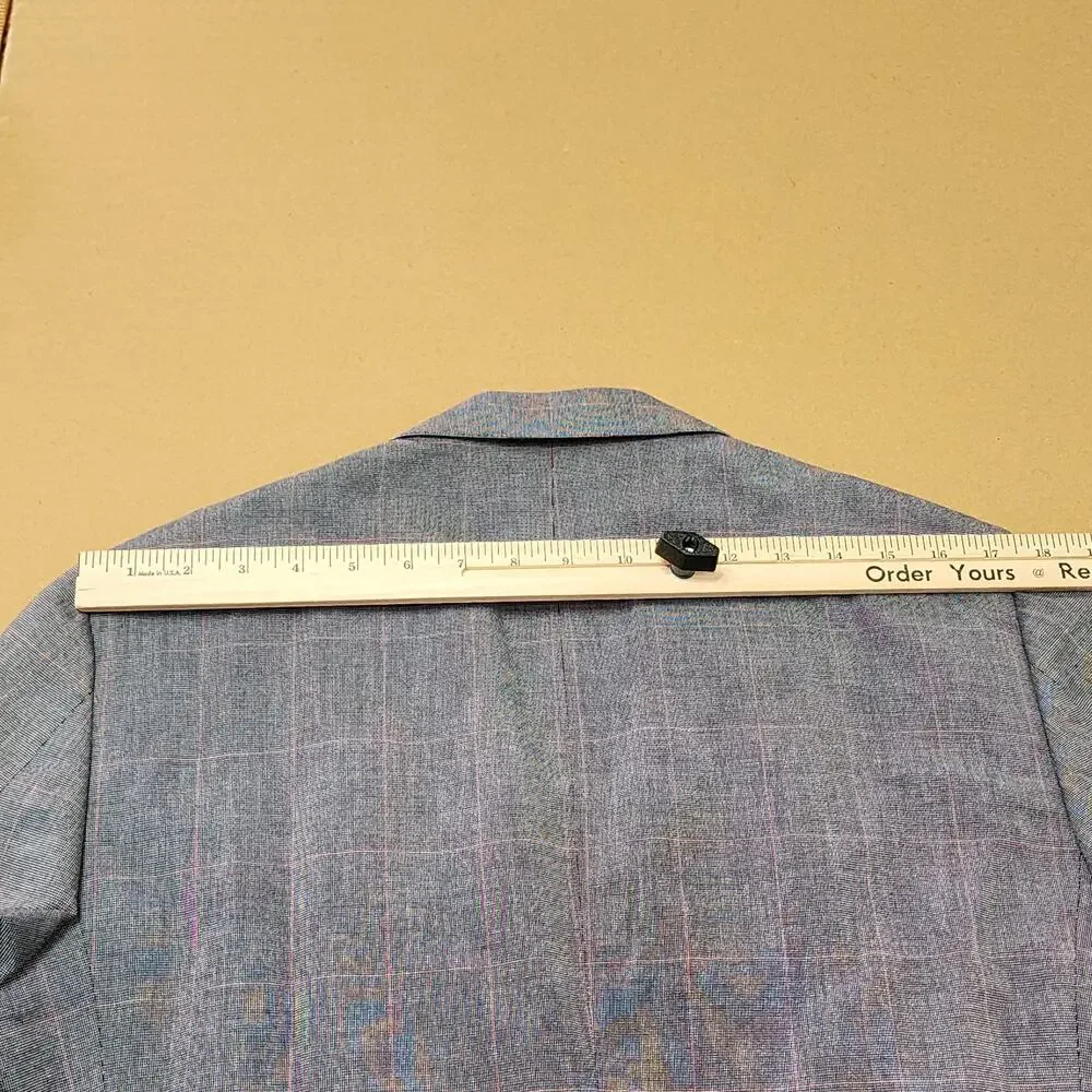The Man's Shop Suit Mens 46 36x28 Gray Tweed Plaid 2 Piece Short Classic Fit